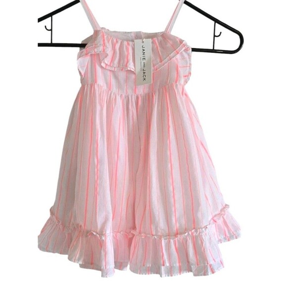 Janie and Jack Pink Striped Dress & Bloomers Ruffle Hem Girls 18-24 Months  NWT - Picture 1 of 10